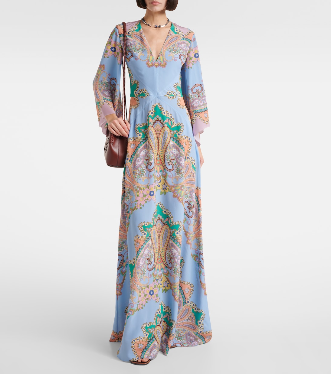 Abito lungo in seta con stampa paisley | Etro