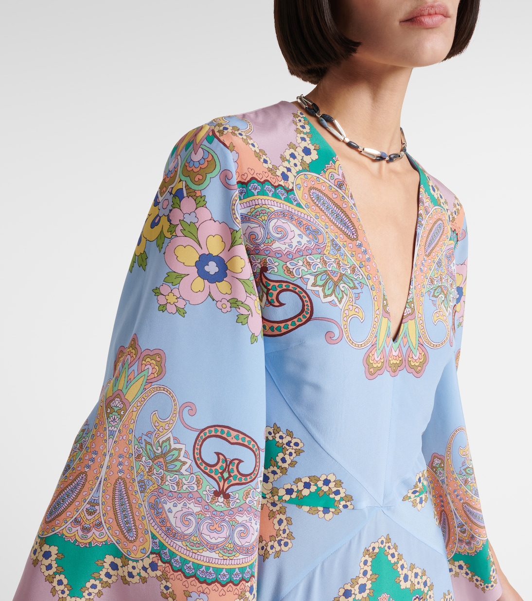 Abito lungo in seta con stampa paisley | Etro