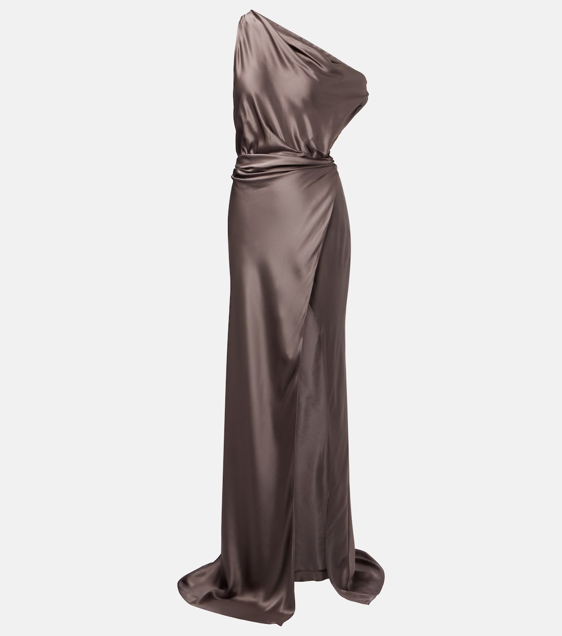 Draped one-shoulder silk satin gown | The Sei