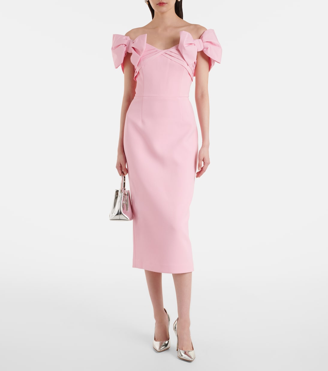 Isabella bow-detail crêpe midi dress | Rebecca Vallance