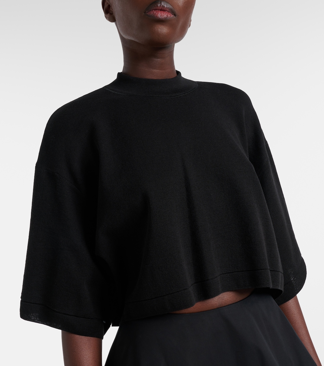 T-shirt raccourci en coton mélangé | Alaïa