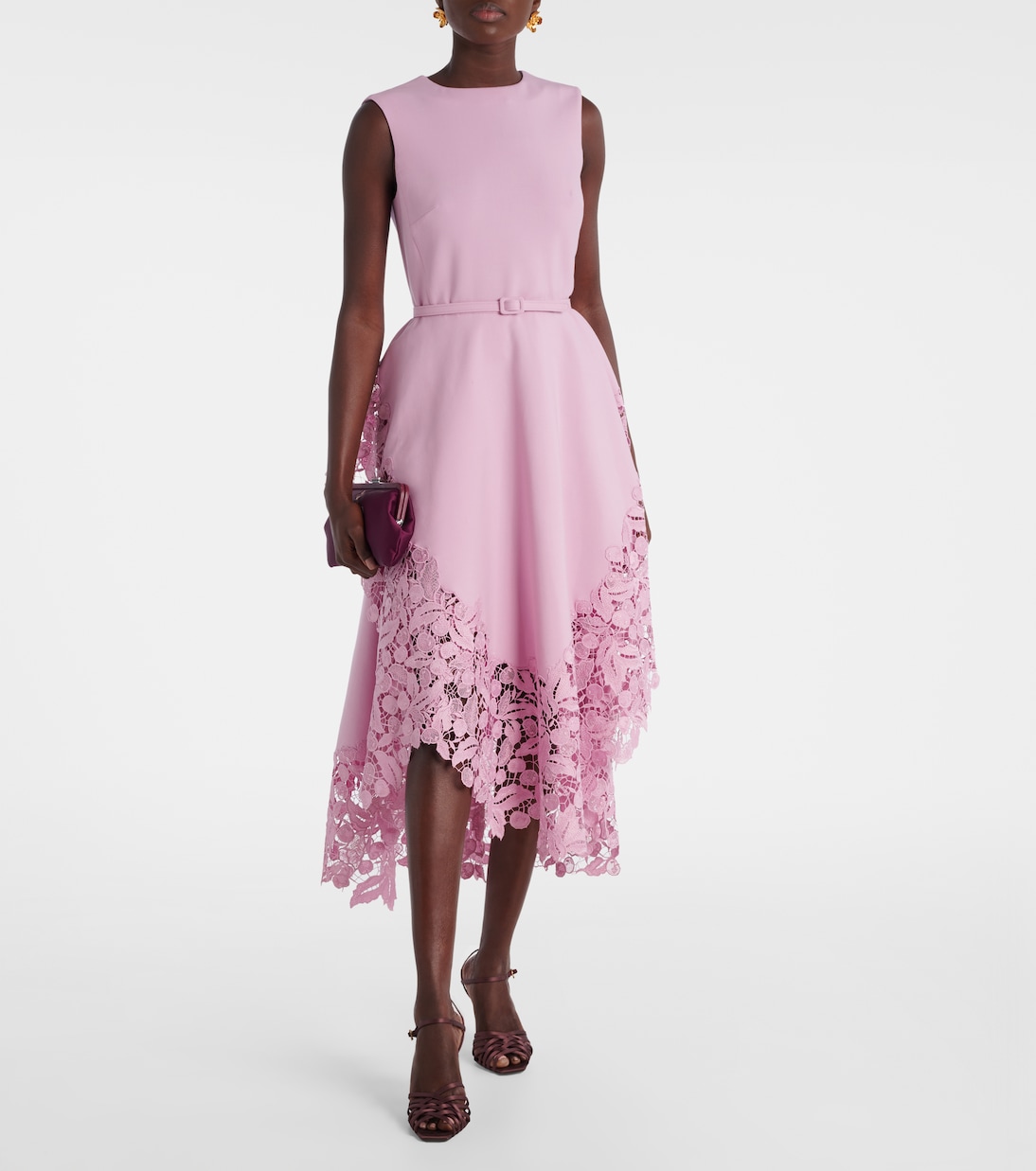 Cocktailkleid aus einem Wollgemisch mit Spitze | Oscar de la Renta