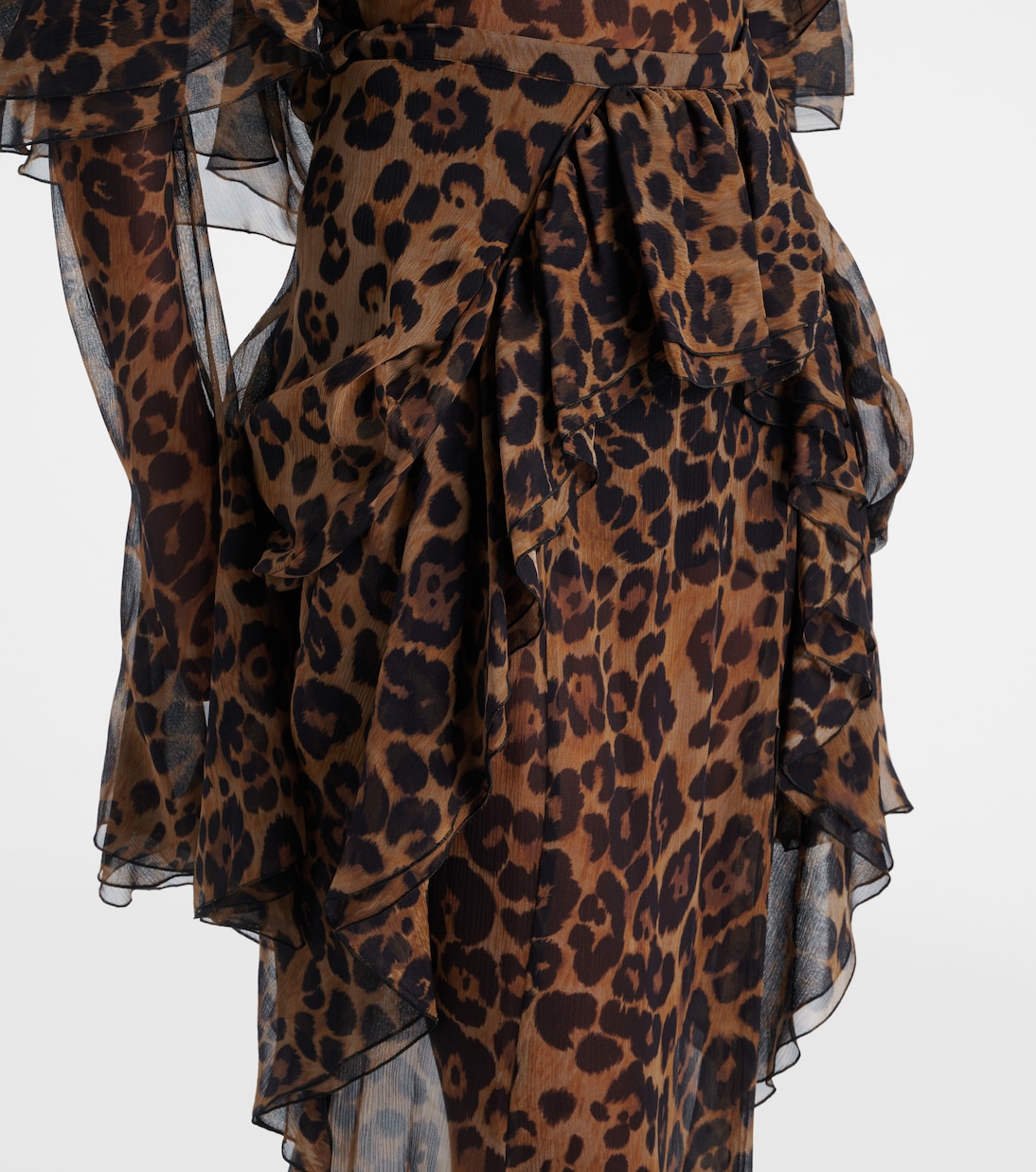 Jupe longue en crêpe de soie à motif léopard | Blumarine