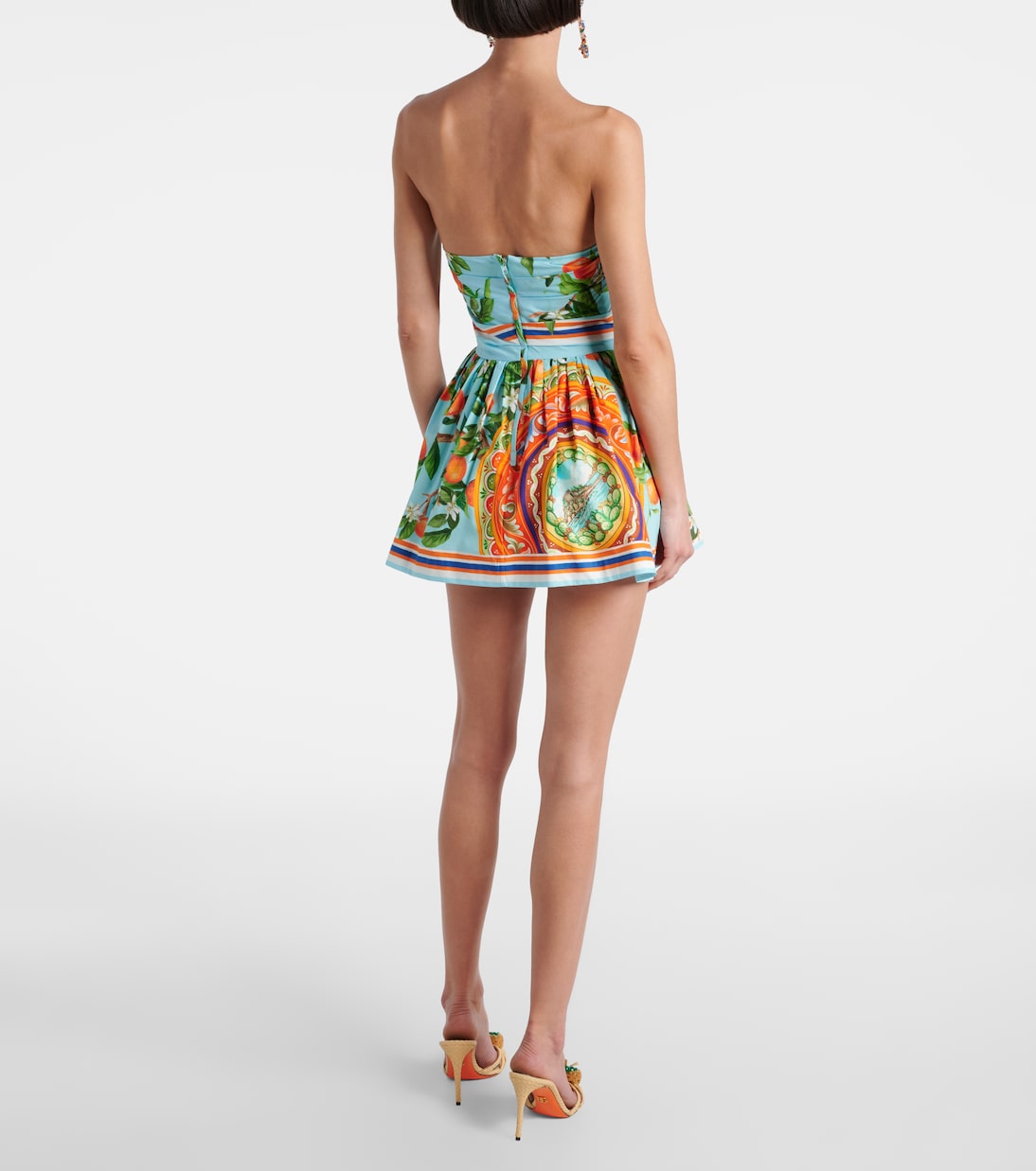 Bedrucktes Bustier-Kleid Taormina aus Baumwolle | Dolce&Gabbana