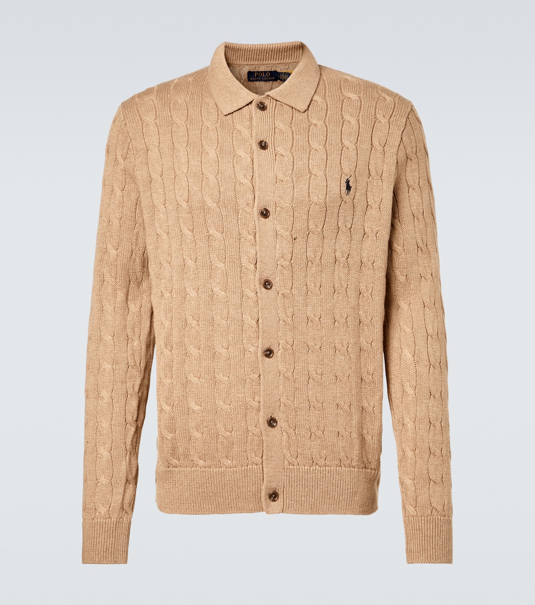 Cable-knit cotton polo cardigan | Polo Ralph Lauren