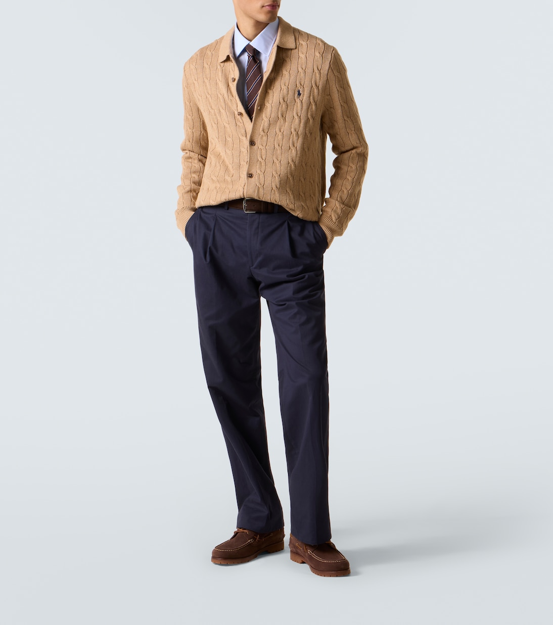Cable-knit cotton polo cardigan | Polo Ralph Lauren