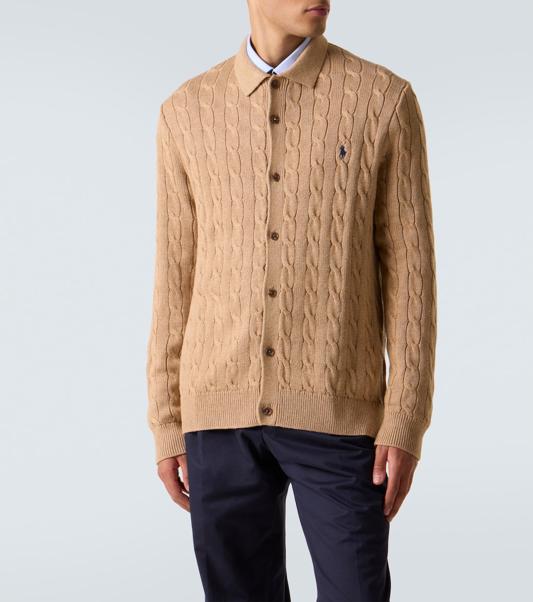Cable-knit cotton polo cardigan | Polo Ralph Lauren