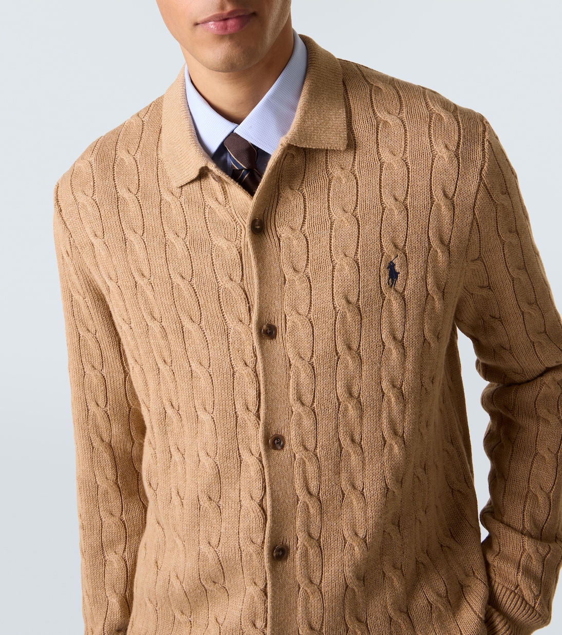 Cable-knit cotton polo cardigan | Polo Ralph Lauren