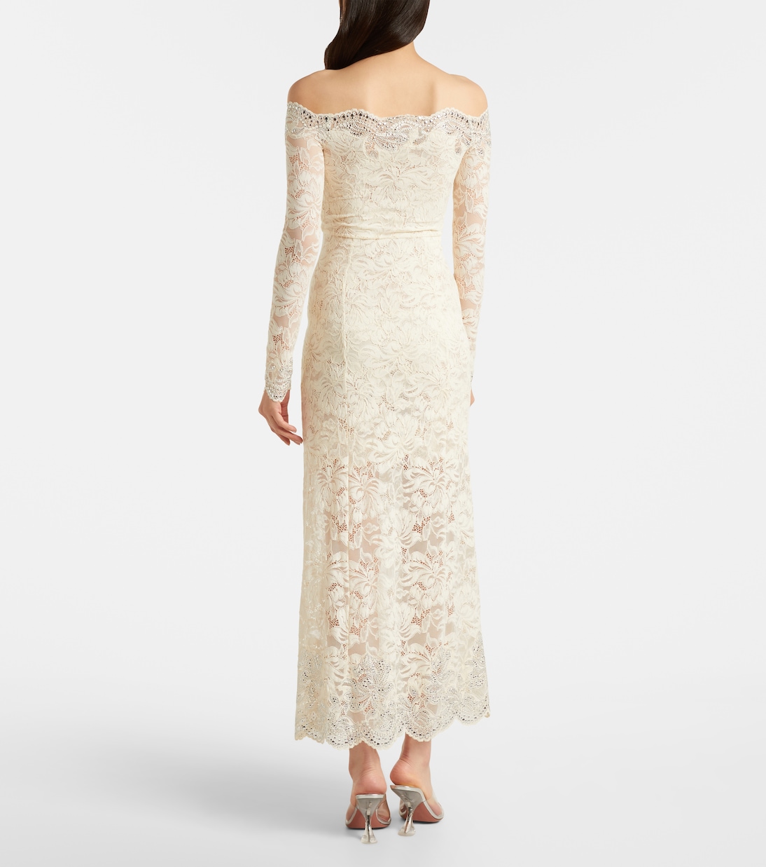 Bridal Off-Shoulder-Midikleid aus Spitze | Rabanne