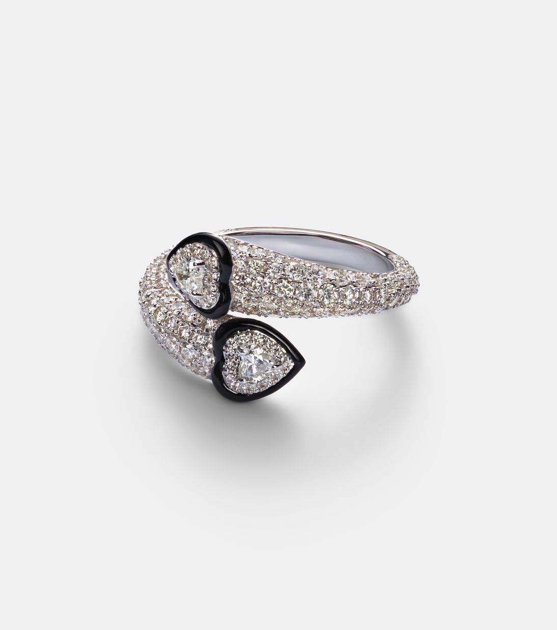 Ring Double Crush aus 18kt Weißgold mit Emaille und Diamanten | Kamyen