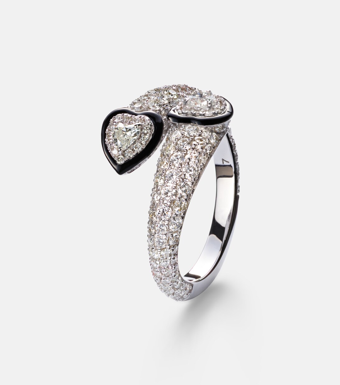 Ring Double Crush aus 18kt Weißgold mit Emaille und Diamanten | Kamyen