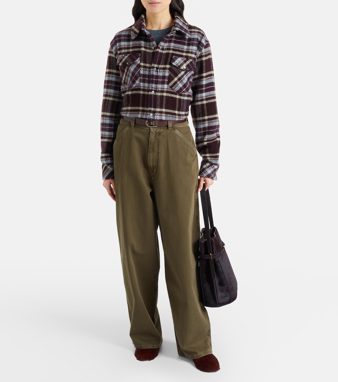 Plaid cashmere shirt with emeralds | God's True Cashmere