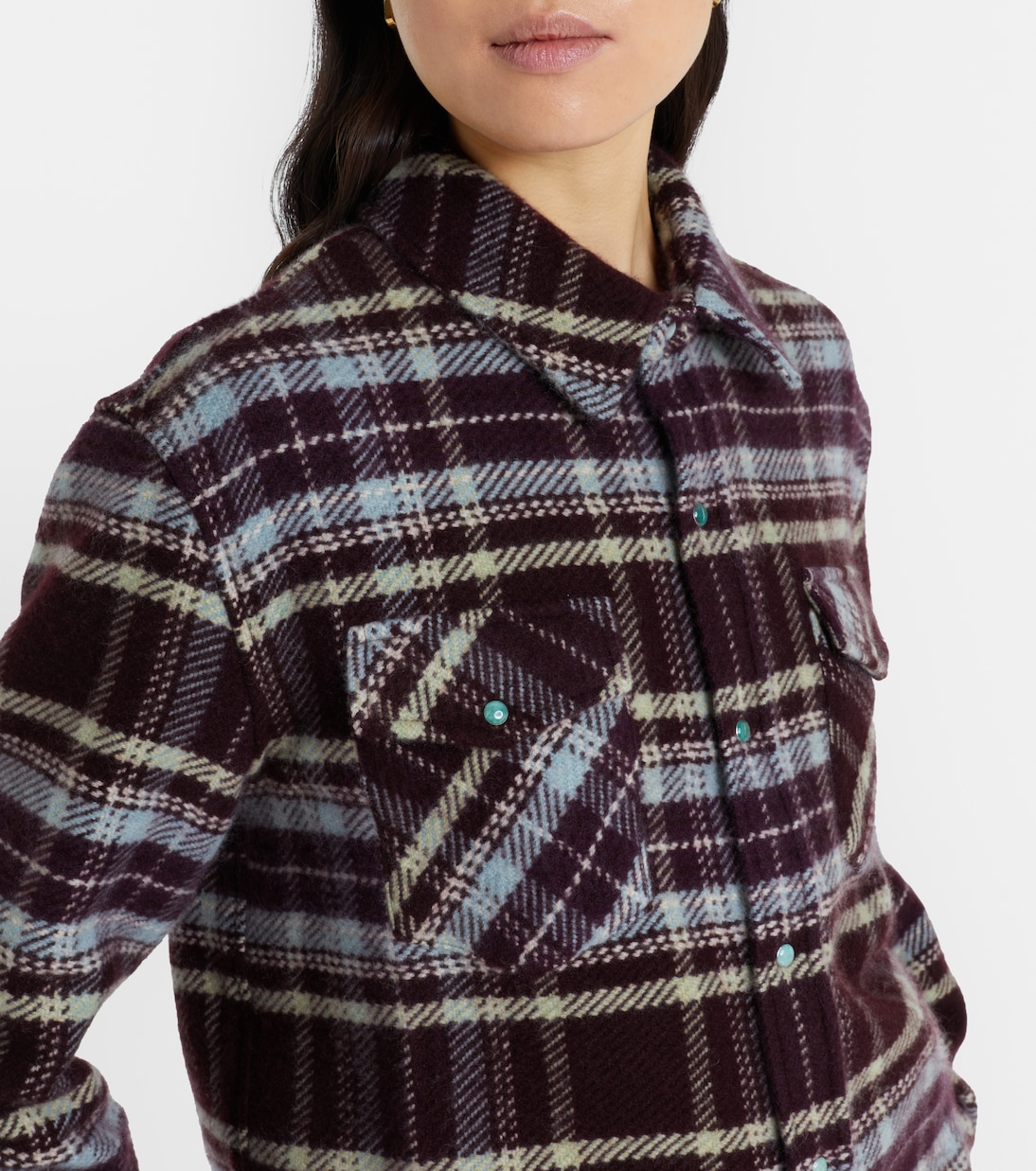 Plaid cashmere shirt with emeralds | God's True Cashmere