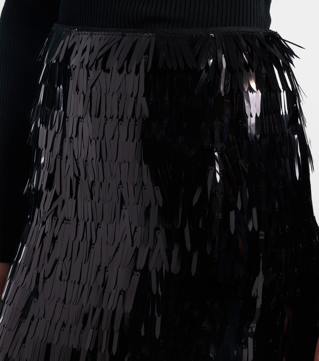 Falda midi de tiro alto con lentejuelas | Self-Portrait