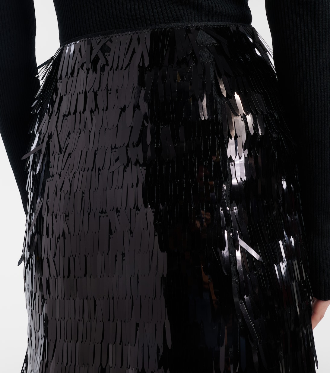 Falda midi de tiro alto con lentejuelas | Self-Portrait