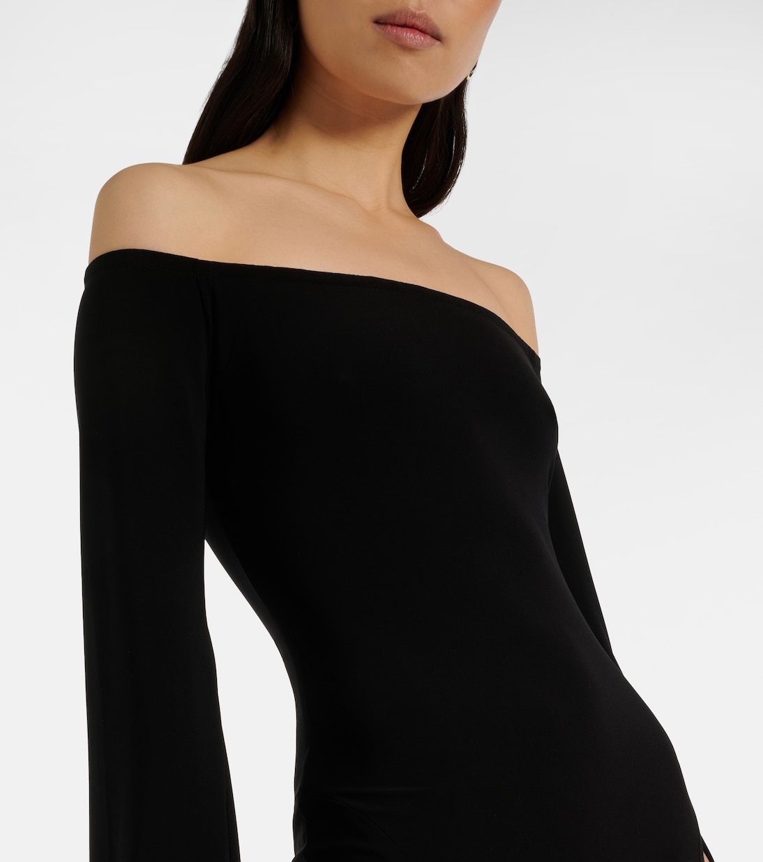 Draped off-shoulder jersey gown | Norma Kamali