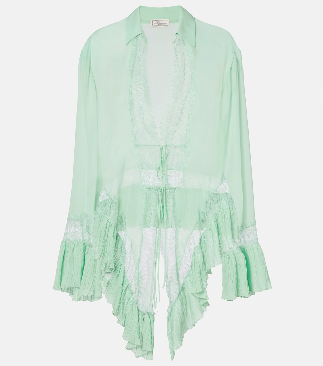 Camisa de georgette semitransparente con encaje | Blumarine