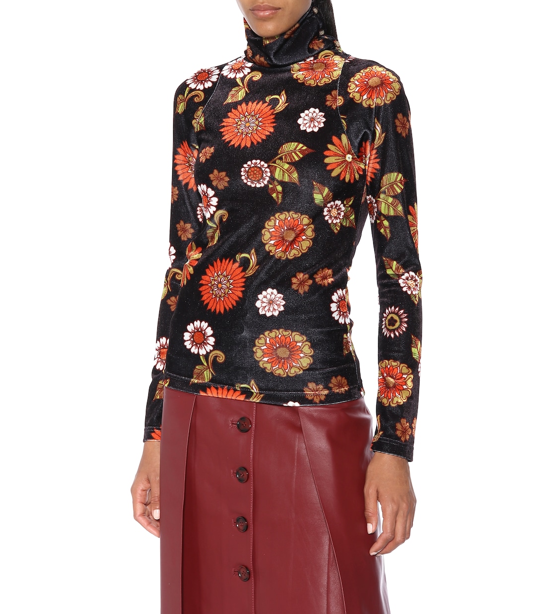Floral velour turtleneck top | Dodo Bar Or