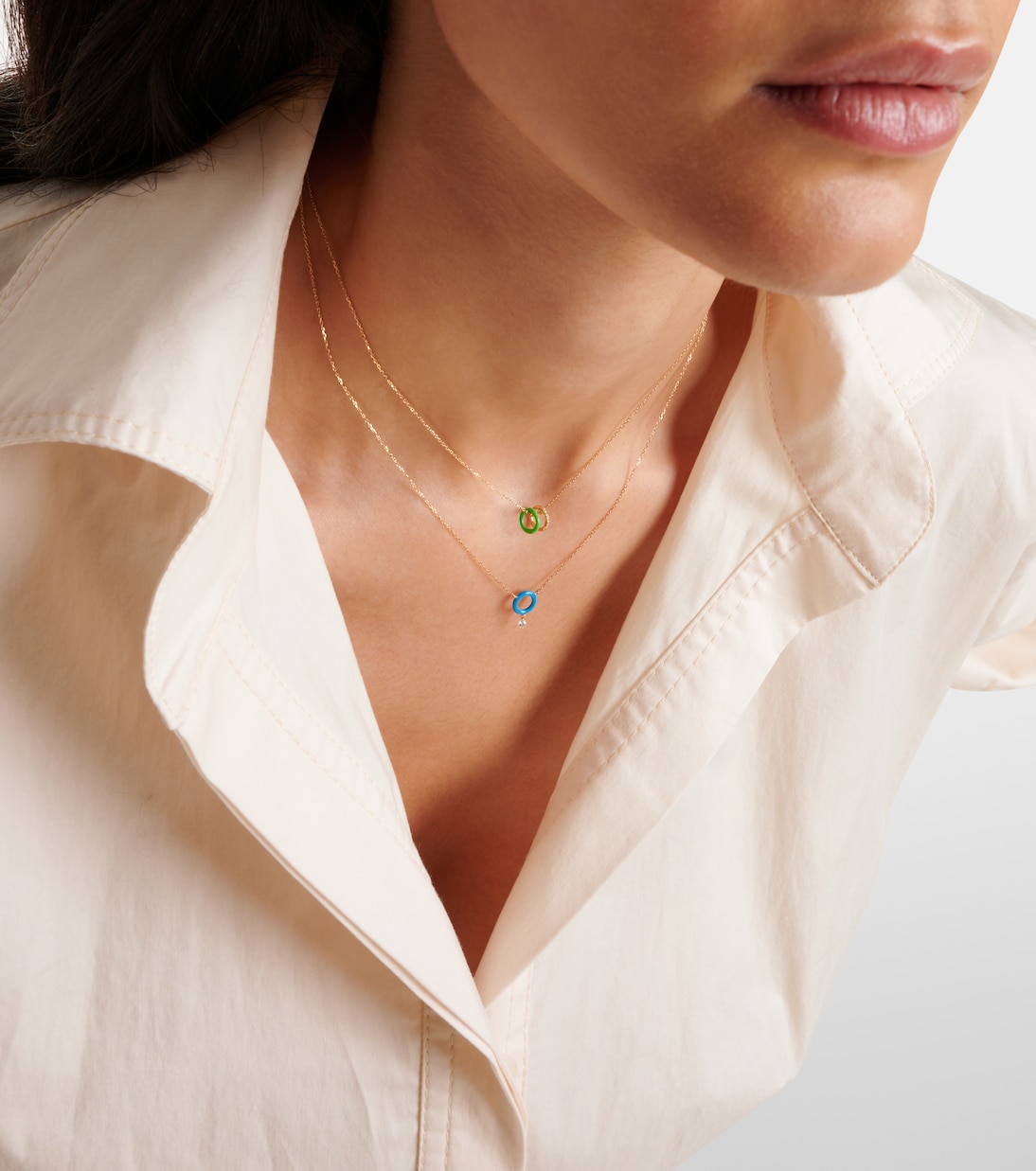 Collier en or 18 ct, diamants et émail | Persée
