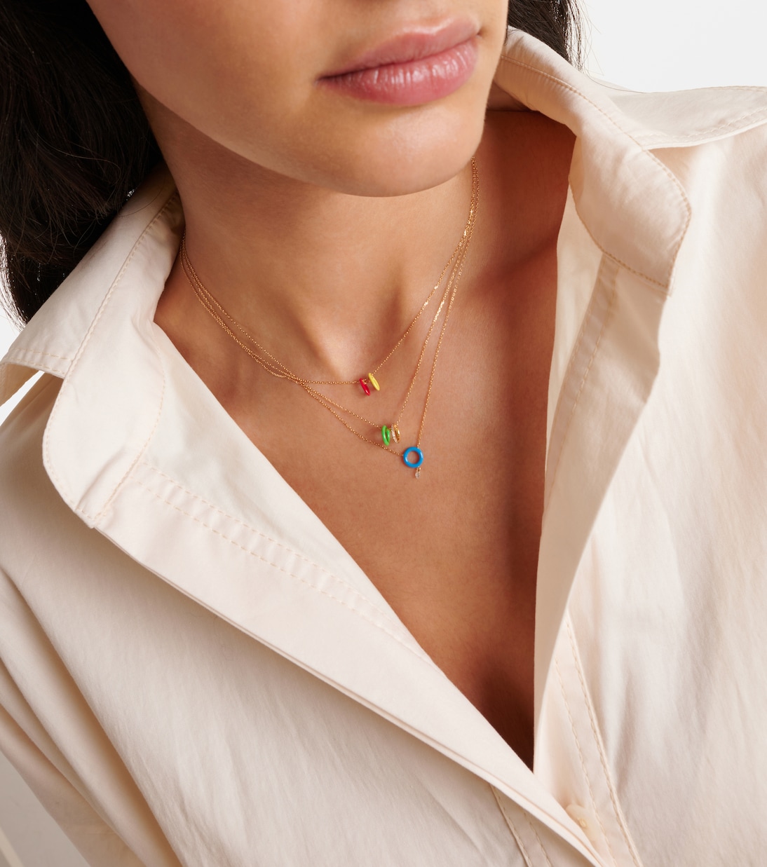 Collier en or 18 ct, diamants et émail | Persée