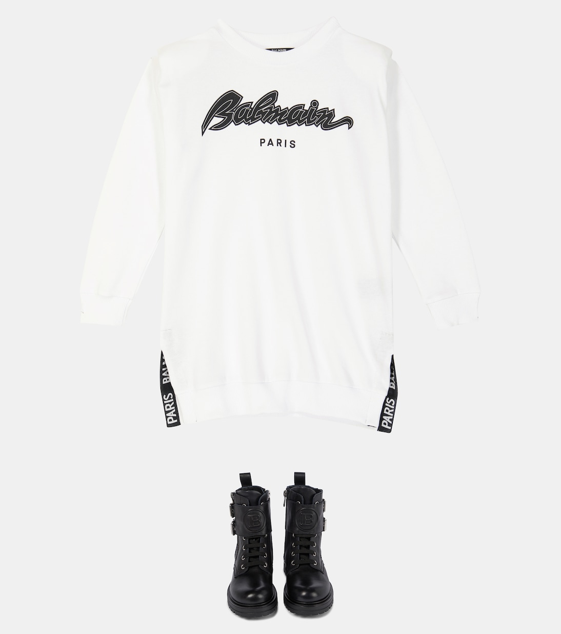 Vestido de algodón con logo | Balmain Kids
