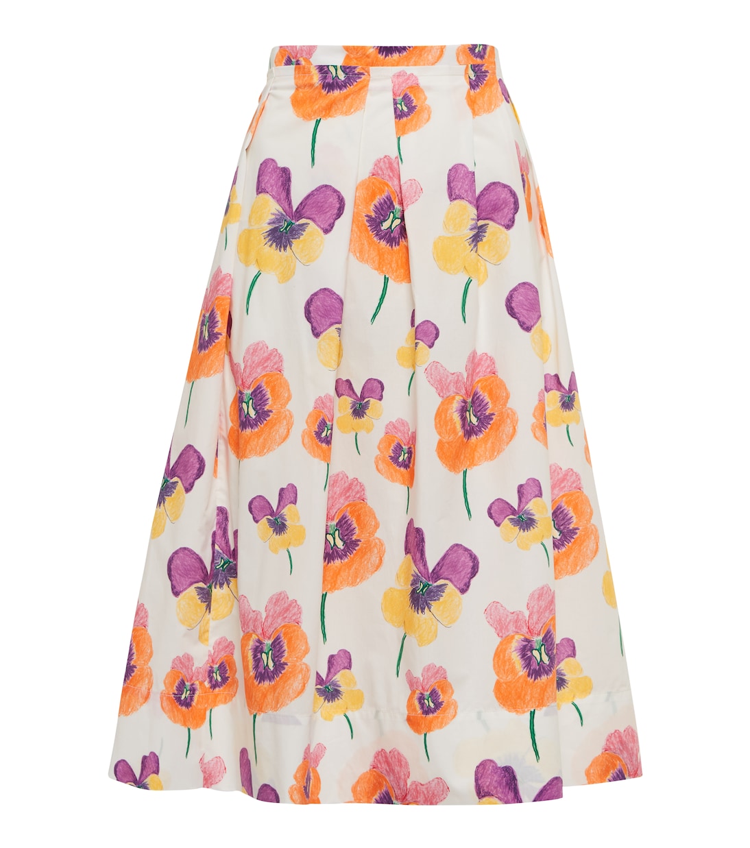 Falda midi en popelín de algodón floral | Marni