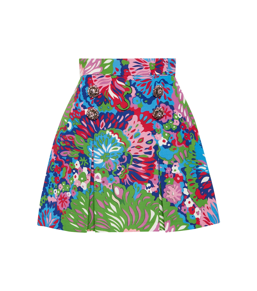 Mini-jupe en coton mélangé à fleurs | Dolce&Gabbana