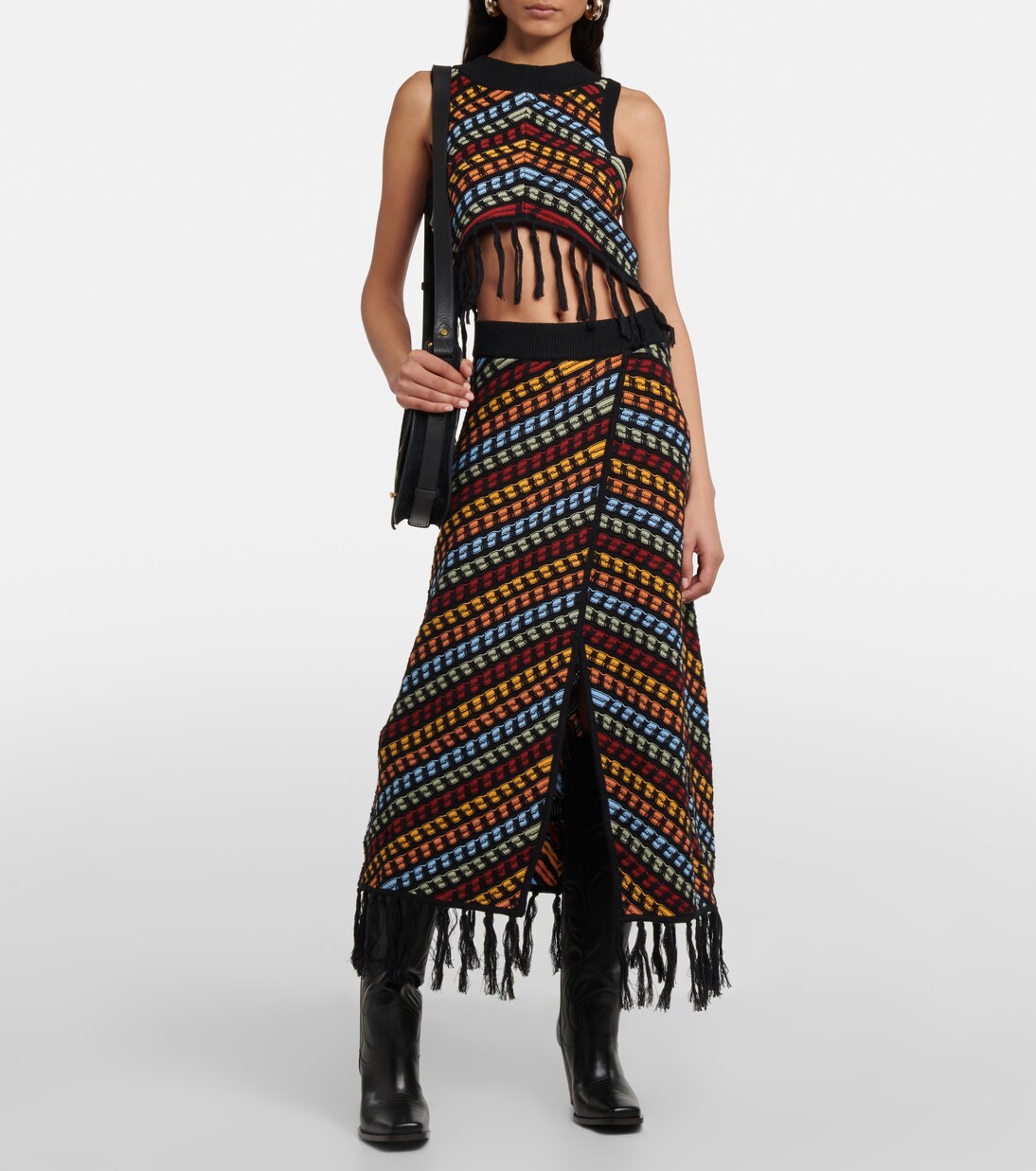 Falda midi Jones con flecos | Dodo Bar Or