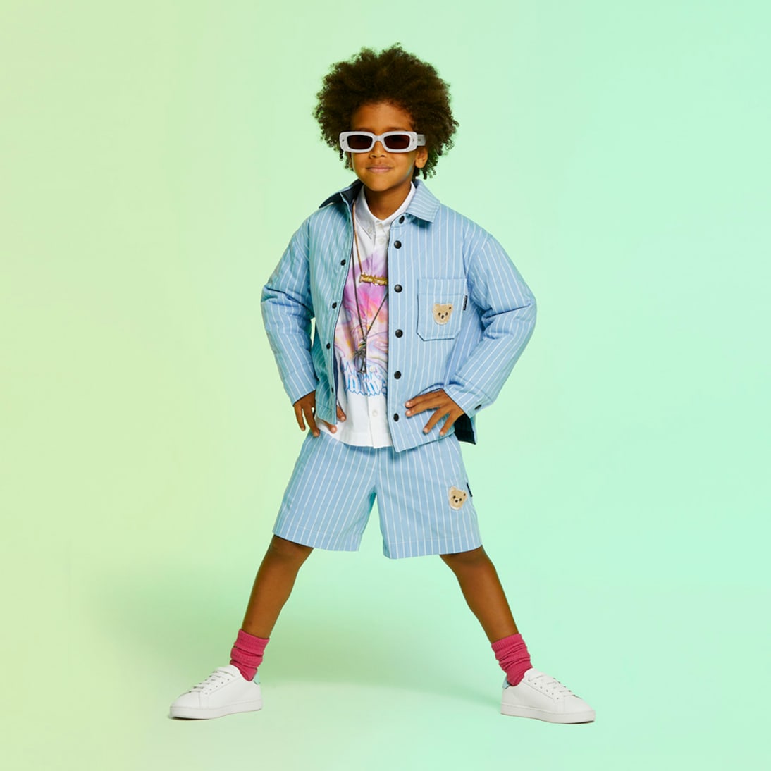 Shorts en mezcla de algodón a rayas | Palm Angels Kids