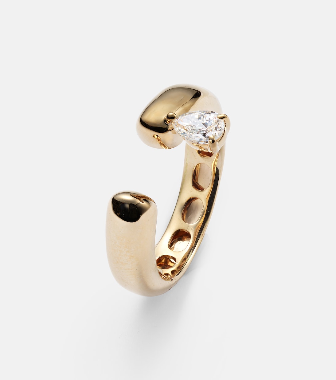Anello Tube in oro 14 kt con diamanti | Rainbow K