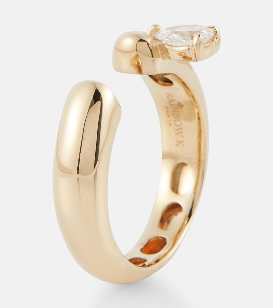 Anello in oro 14kt con diamante, stile moderno per giovani - RAINBOW K Tube