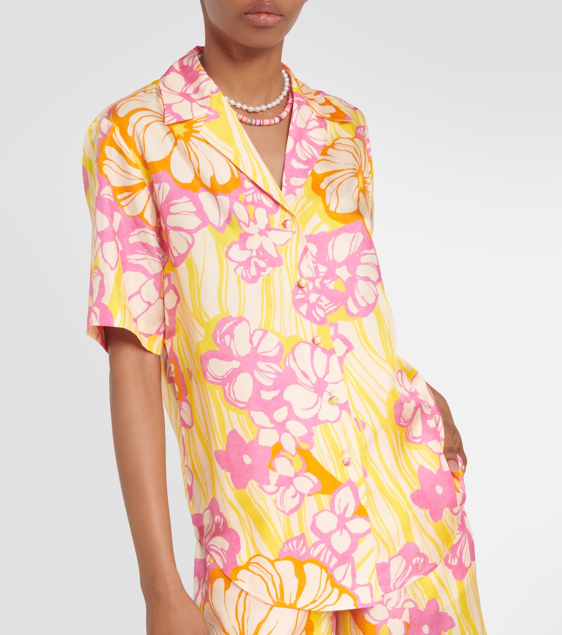 Chemise Fenella en soie à fleurs | Alémais