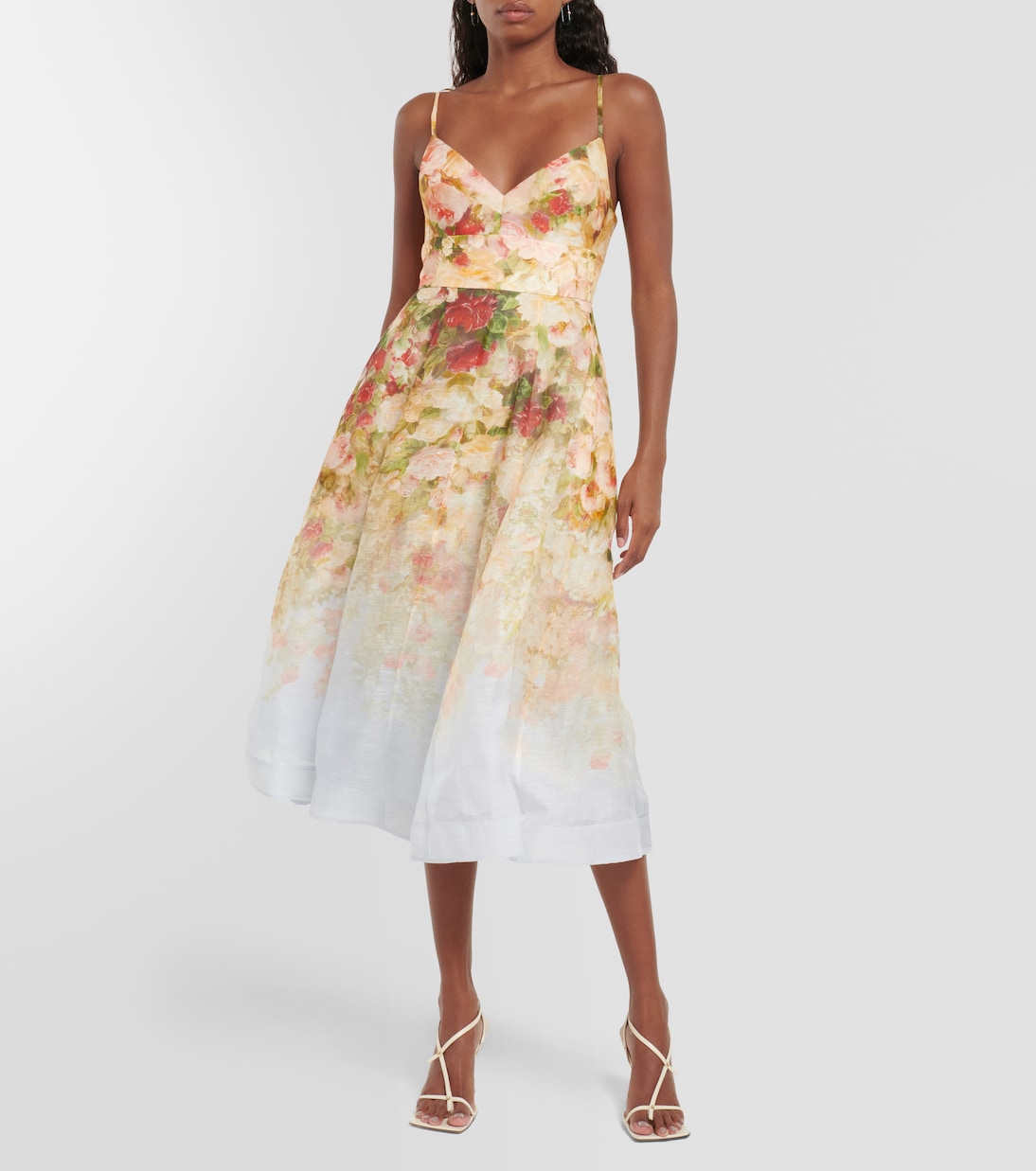 Abito midi Luminosity in seta e lino | Zimmermann