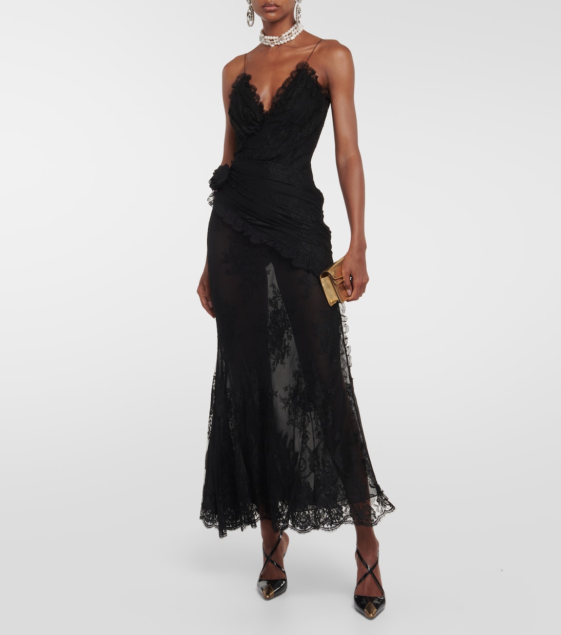 Robe longue en dentelle | Alessandra Rich