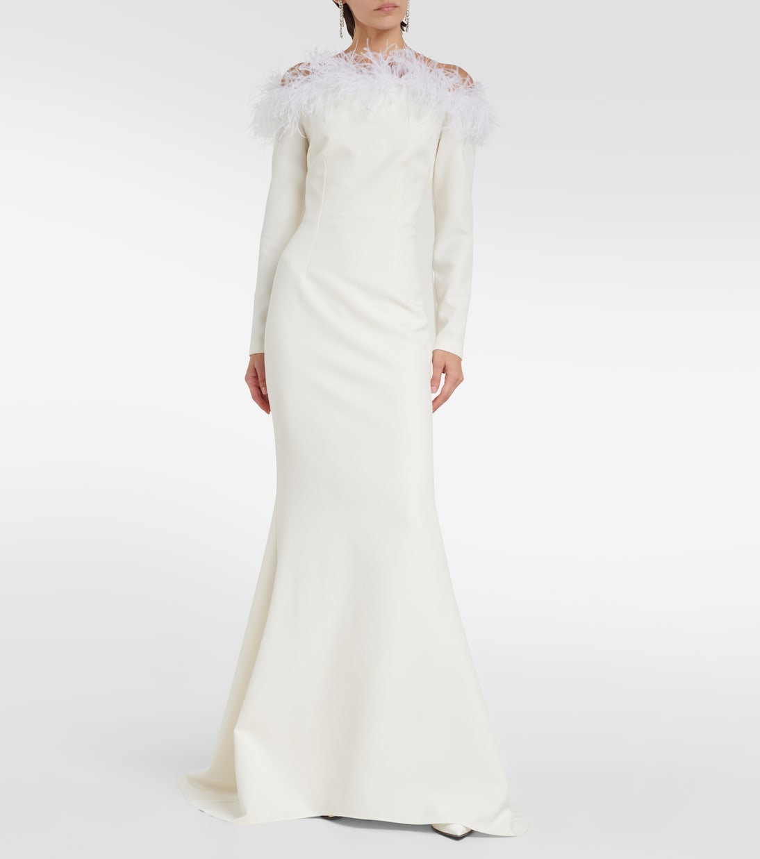 Bridal Starlana feather-trimmed crêpe gown | Safiyaa