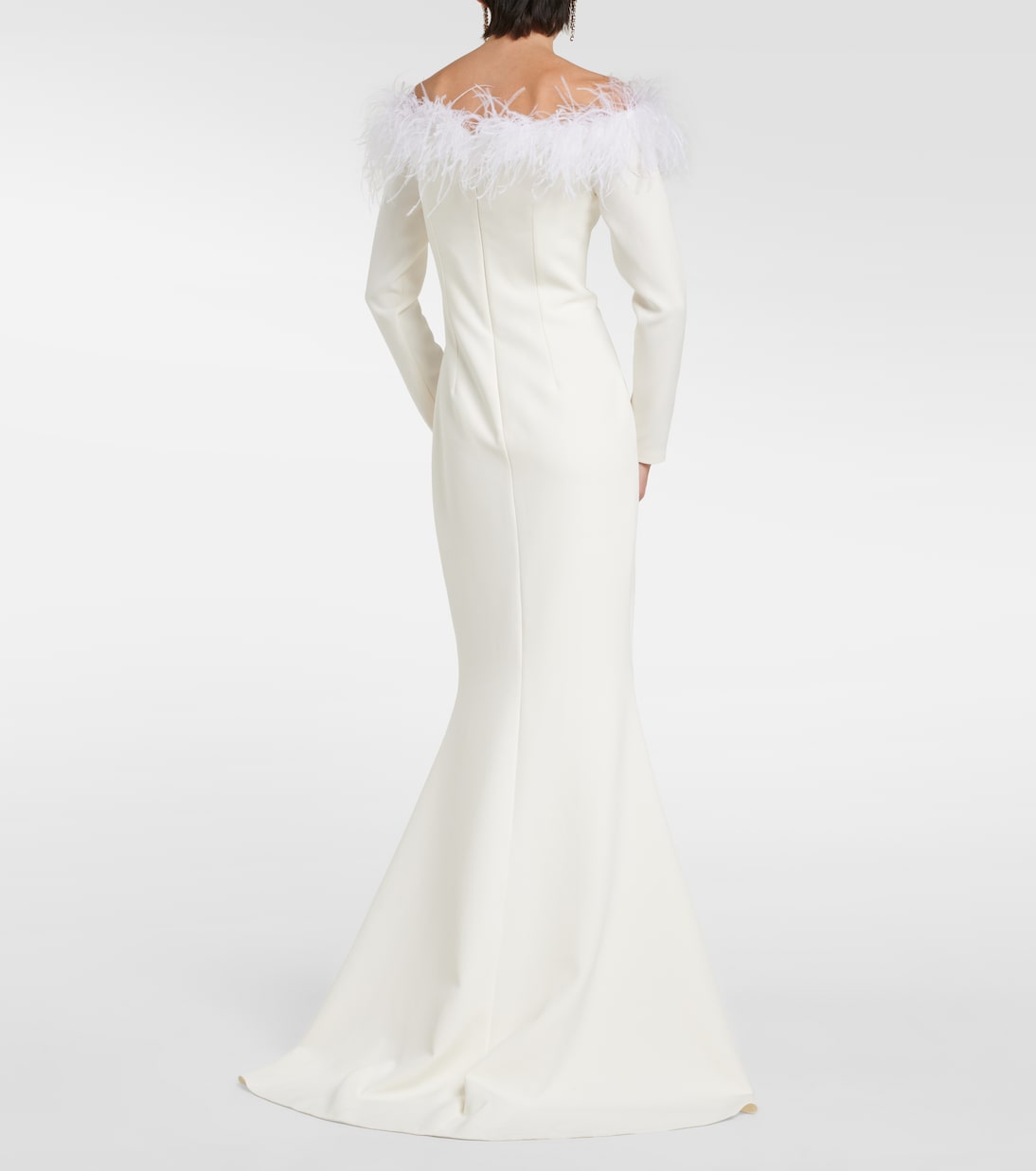 Bridal Starlana feather-trimmed crêpe gown | Safiyaa