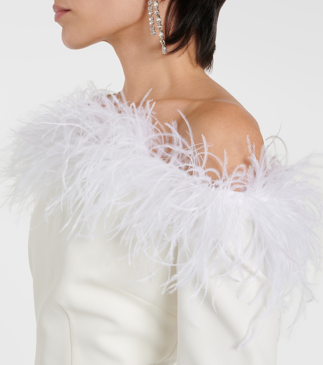 Bridal Starlana feather-trimmed crêpe gown | Safiyaa