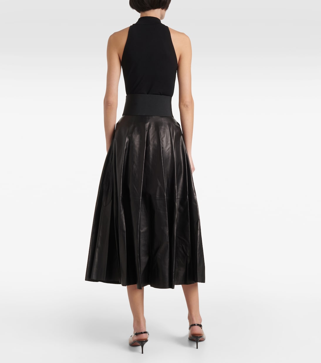 High-Rise-Midirock aus Leder | Alaïa