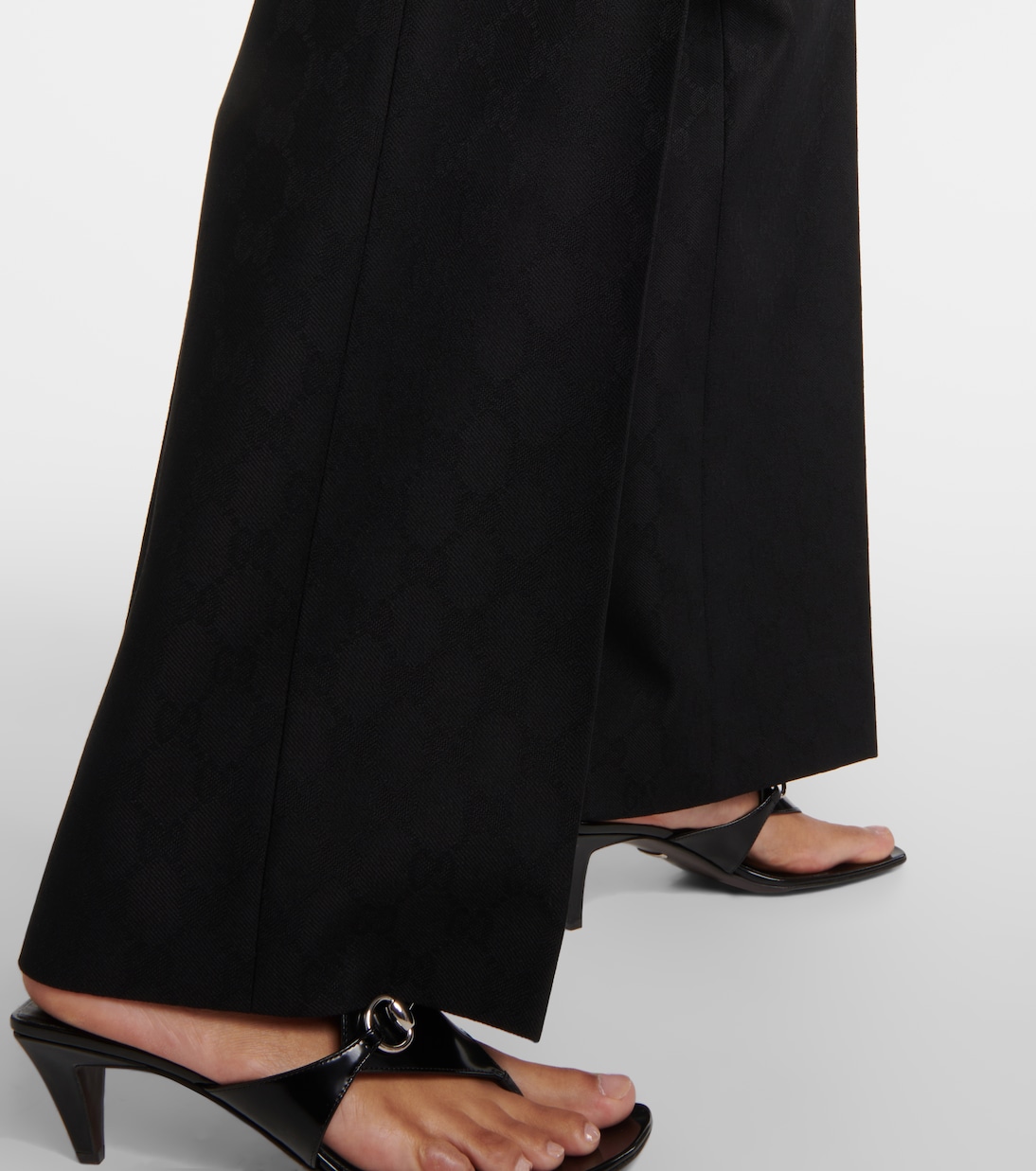 Pantalones Rectos de Lana de Alta Cintura con Jacquard GG para Jóvenes