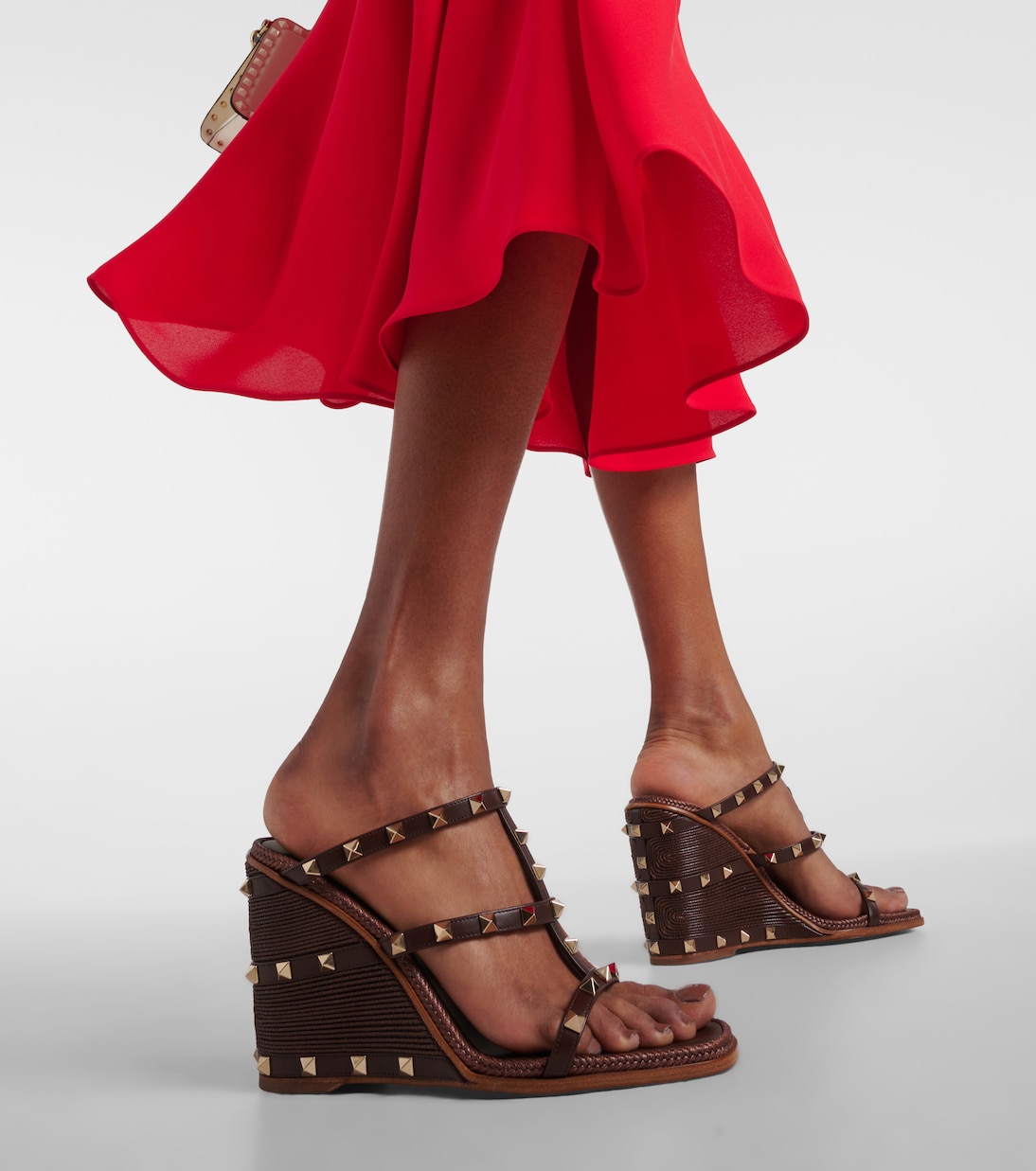 Rockstud leather espadrille wedges in white Valentino Garavani Mytheresa