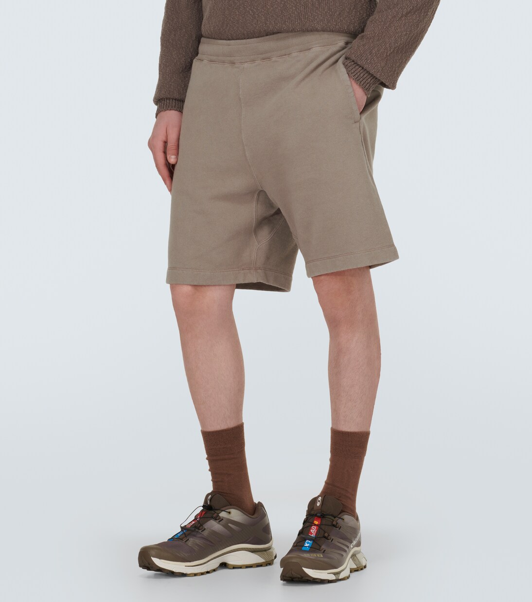 Cotton fleece shorts in grey Stone Island Mytheresa