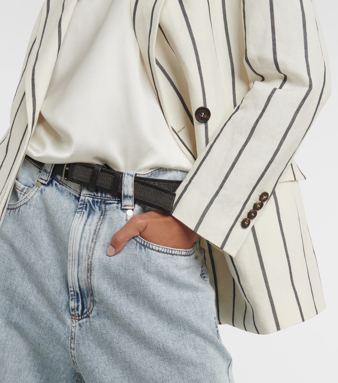 Blazer en lin et coton à ornements | Brunello Cucinelli