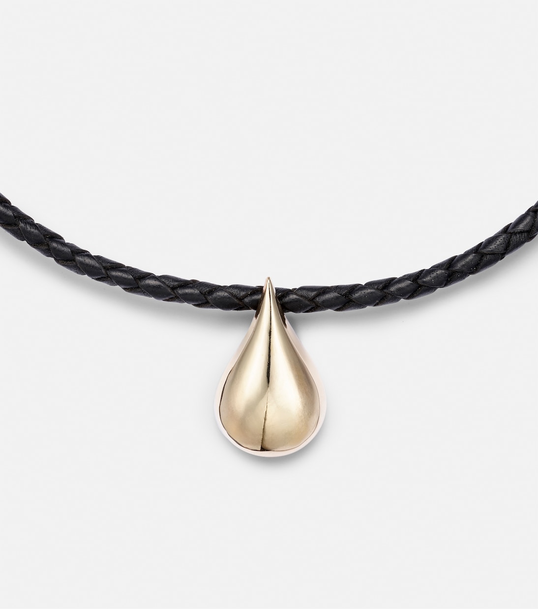 Collier Water Droplet en or 14 ct et cuir | Mateo
