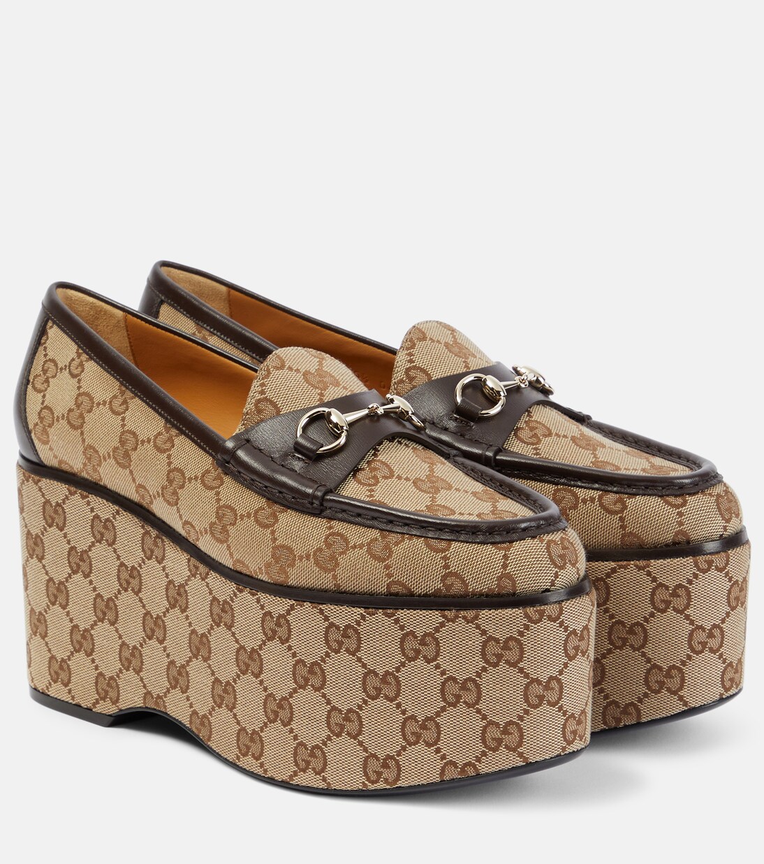 Mocassins Horsebit GG a plateforme en marron Gucci Mytheresa