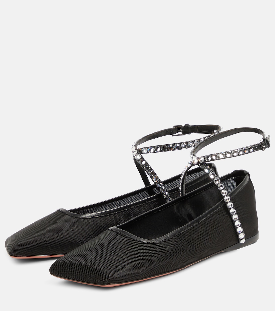 Verzierte Ballerinas Ane aus Mesh | Amina Muaddi