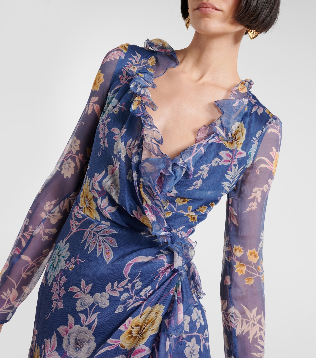 Robe portefeuille en soie à fleurs | Etro