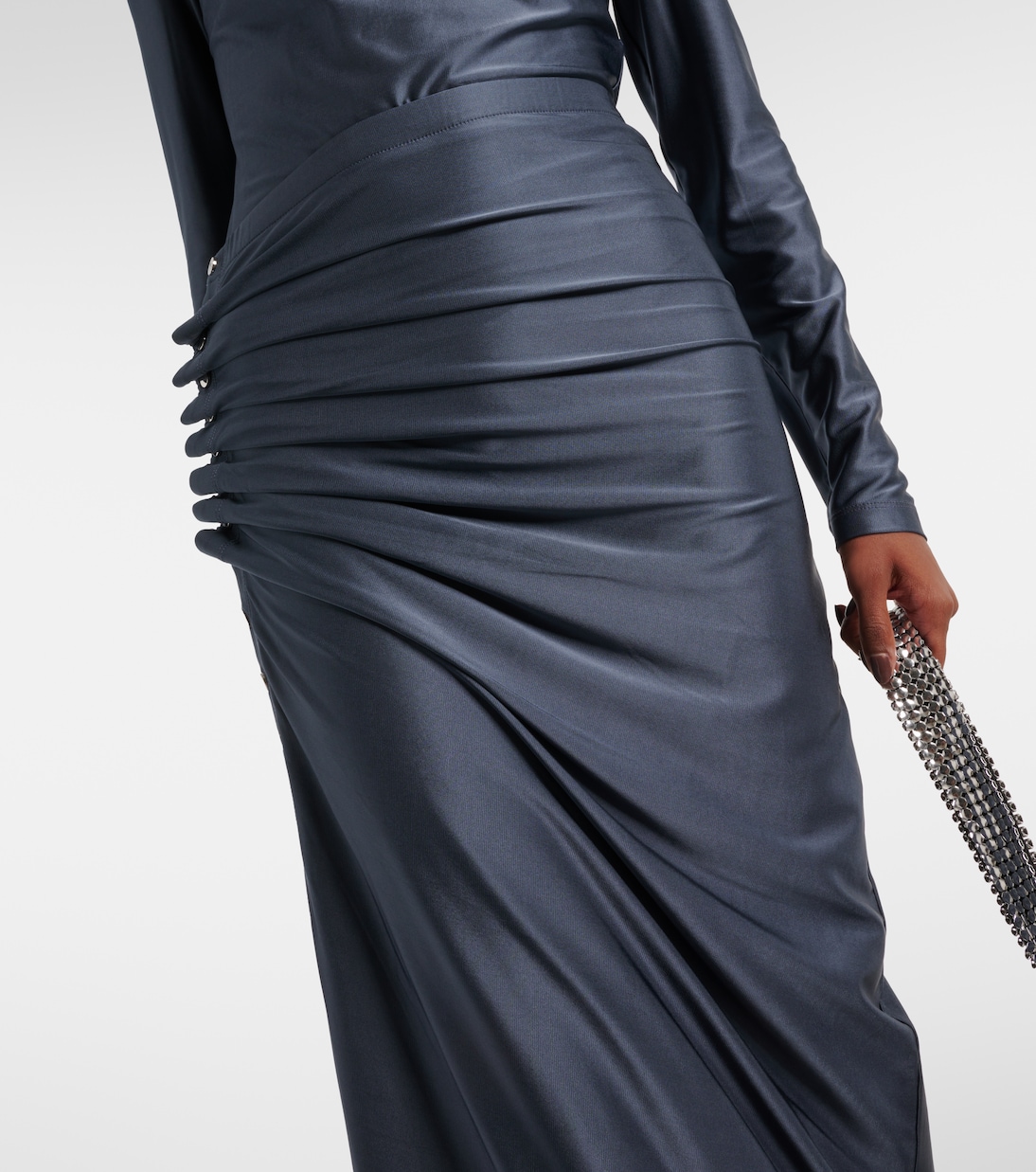 Falda midi fruncida de jersey | Rabanne