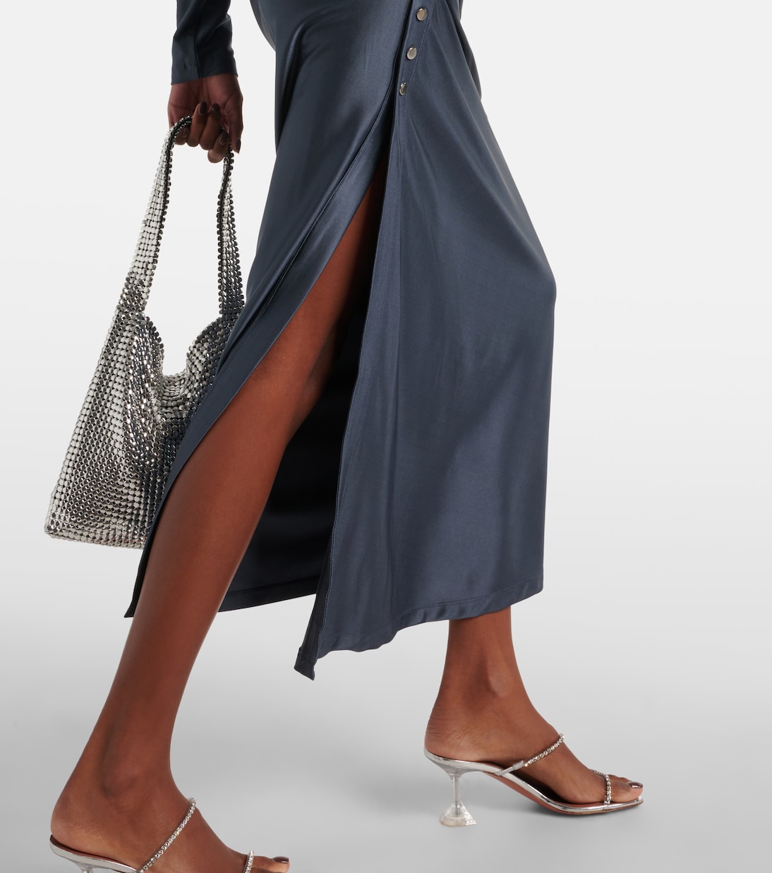 Falda midi fruncida de jersey | Rabanne