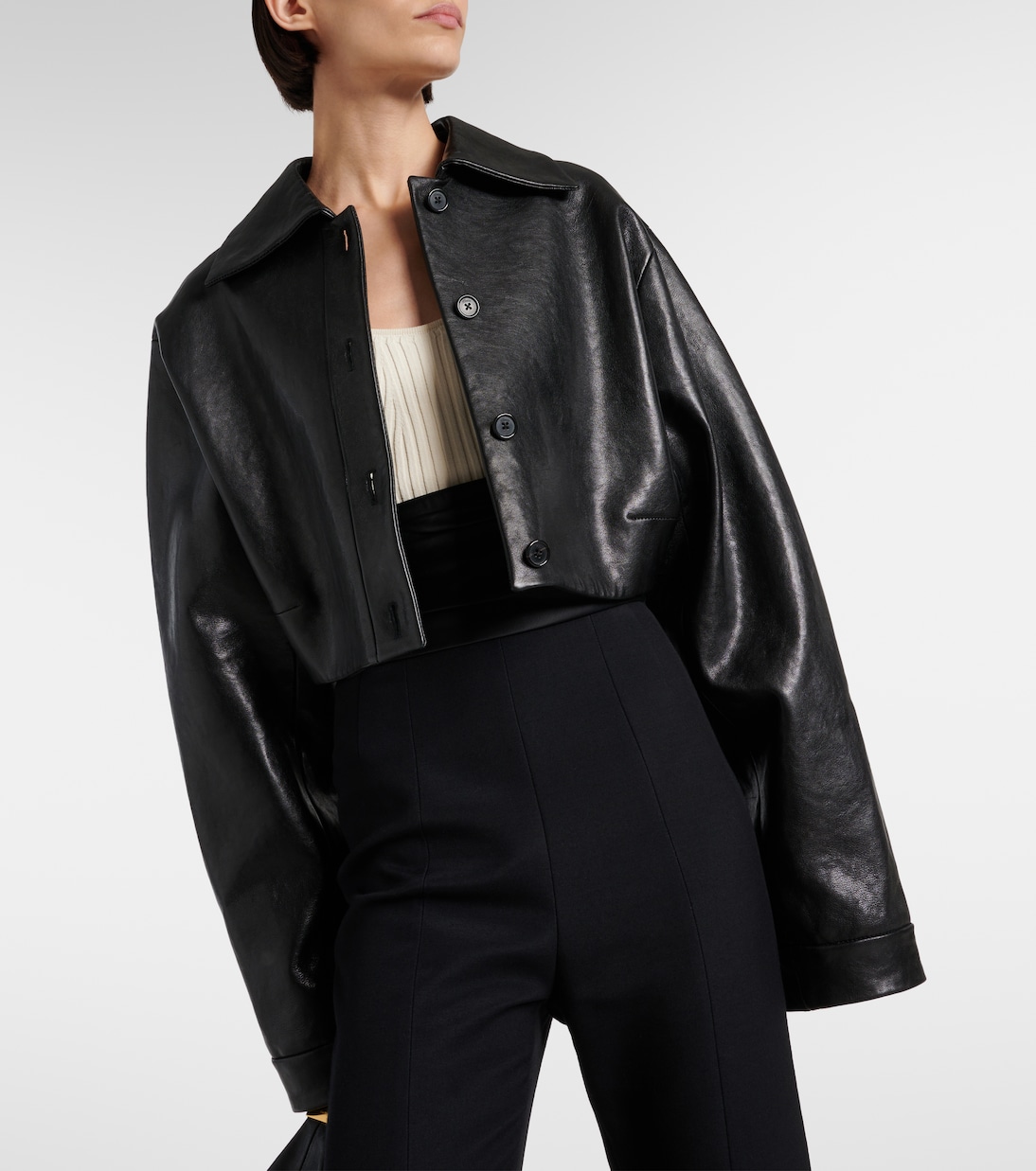 Giacca cropped Sue in pelle | Khaite