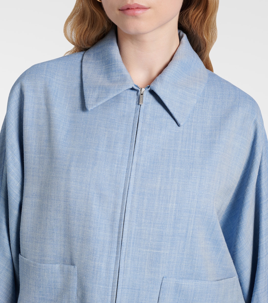 Blouson raccourci en laine, soie et lin | Ferragamo